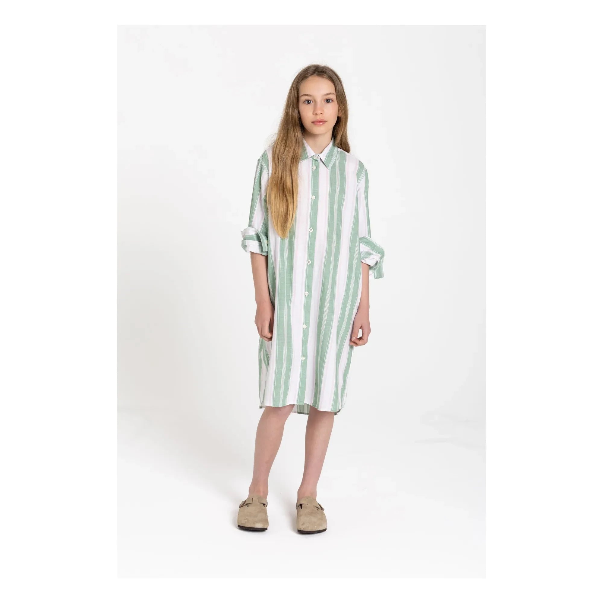 Smallable Kid - Gestreiftes Leya Hemdkleid | Minzgrün