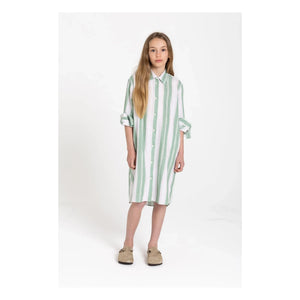 Smallable Kid - Gestreiftes Leya Hemdkleid | Minzgrün