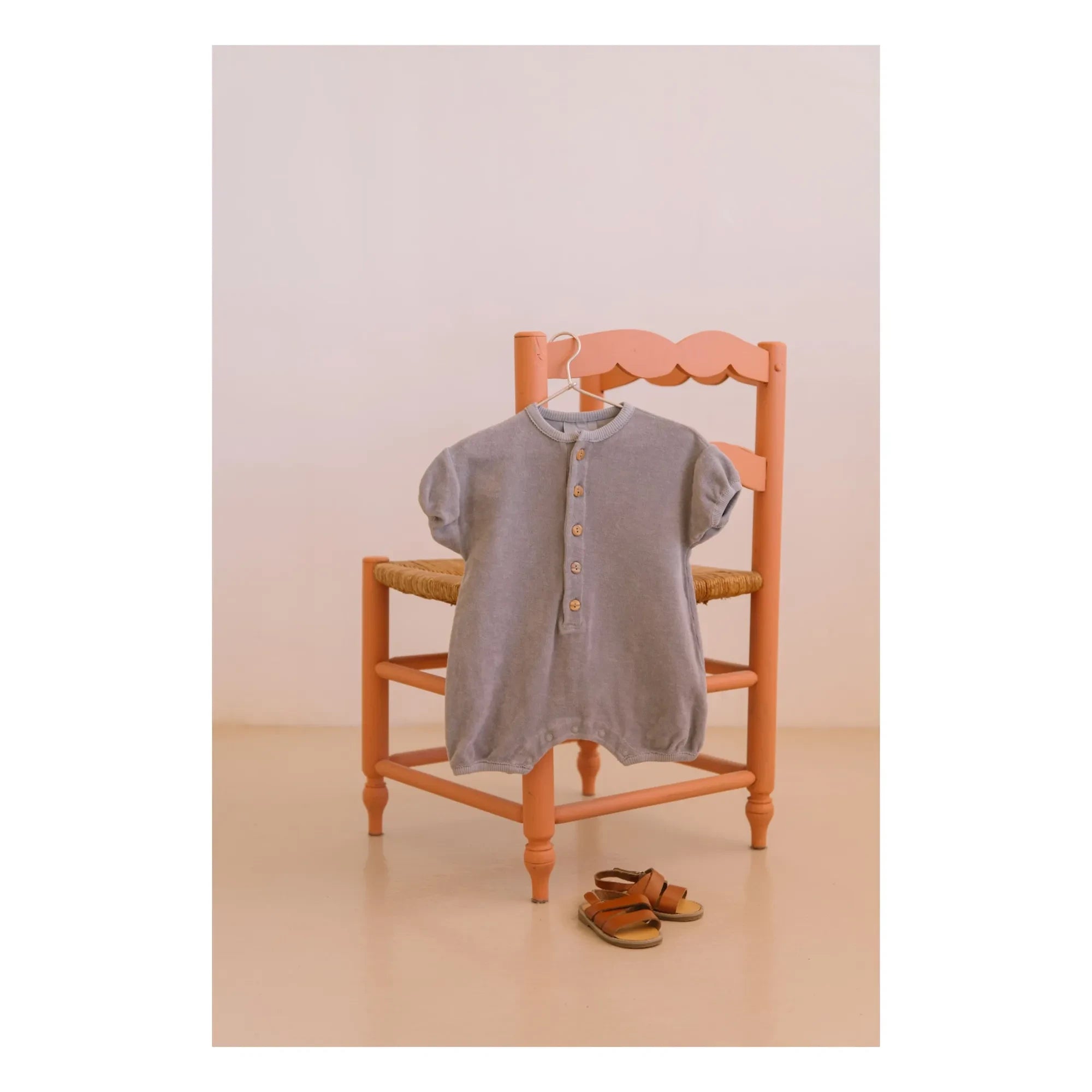 Studio Bohème - Bebecito Overall Shorts aus Bio-Baumwollfrottee | Grau