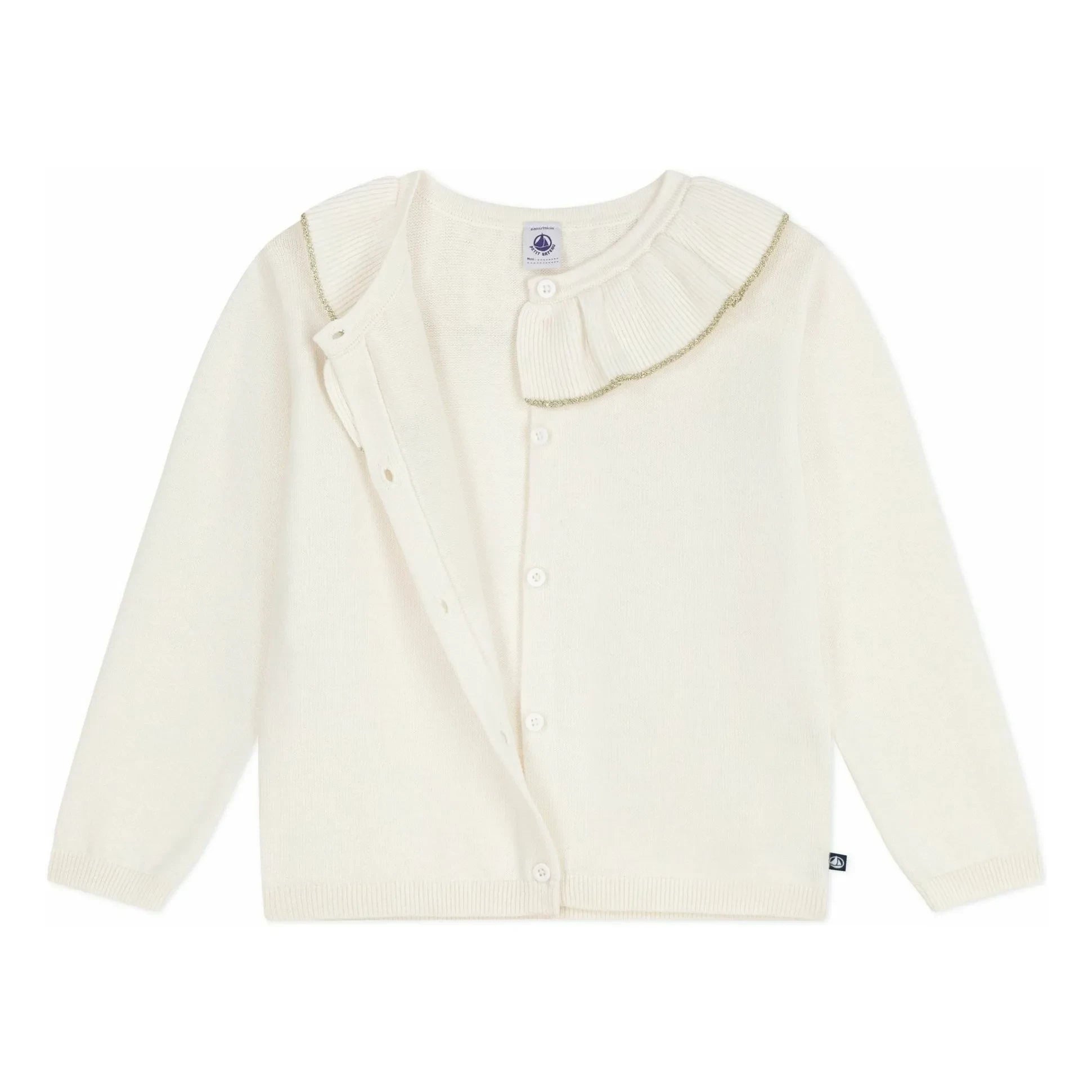 Petit Bateau - Glitzernder Wollkragen-Weste | Ecru