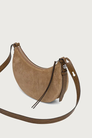 Tory Burch Romy Half Moon süet kadın crossbody çanta