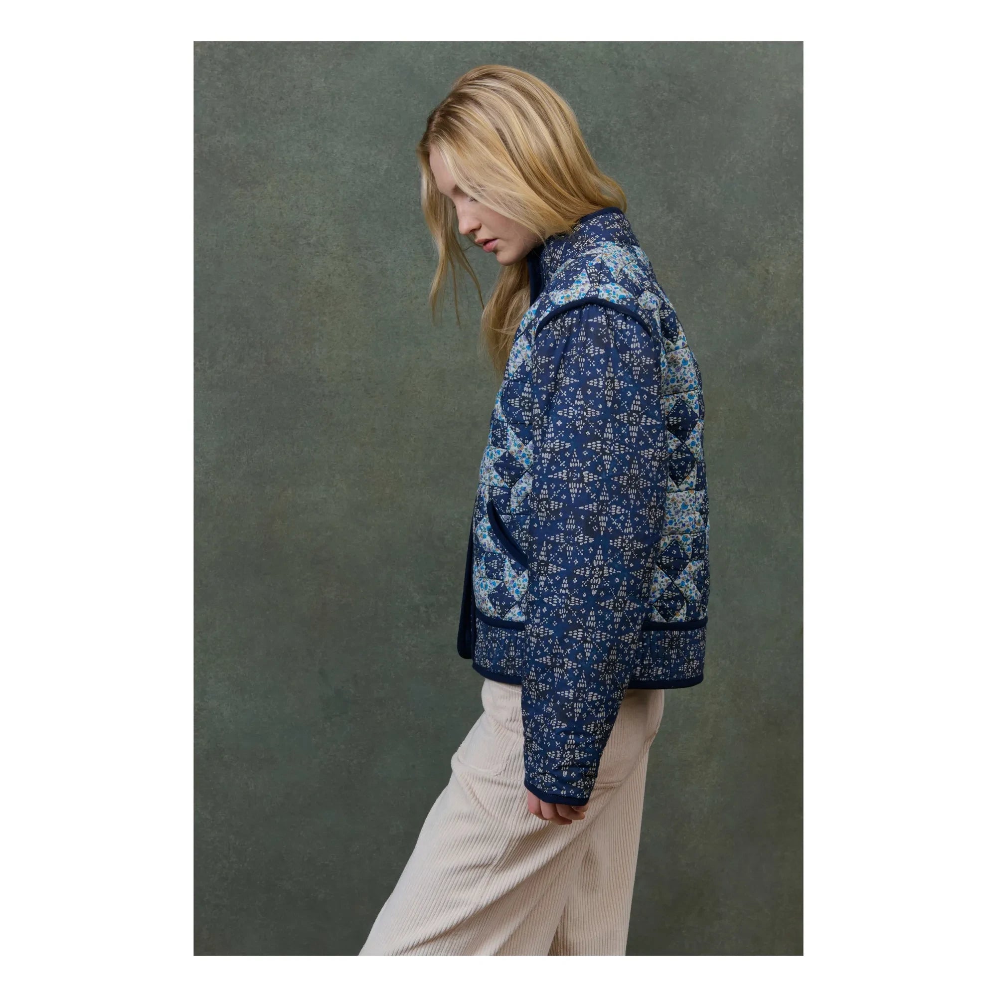 Louise Misha - Omotayo Midnight Star Patchwork Organik Pamuk Ceket - Kadın Koleksiyonu | Mavi