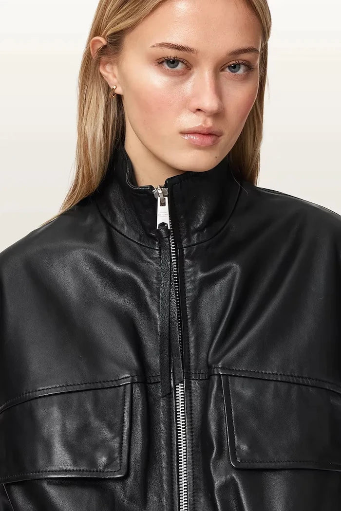 AllSaints Kadın Deri Yelek FLOR
