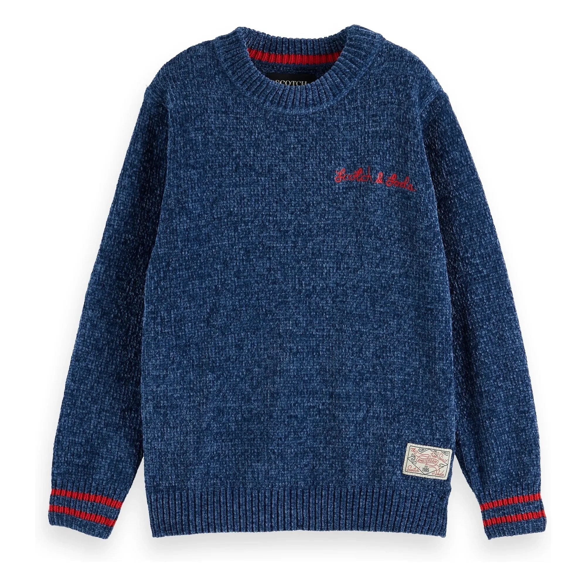 Scotch & Soda – Rollkragenpullover aus Chenille-Strick | Blau