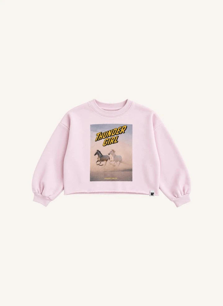 Hundred Pieces - Belmont Horses Organische Baumwoll-Sweatshirt | Hellrosa