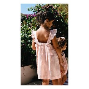 Lilinoa – Gestreiftes Rüschenkleid für Zuhause | Blush