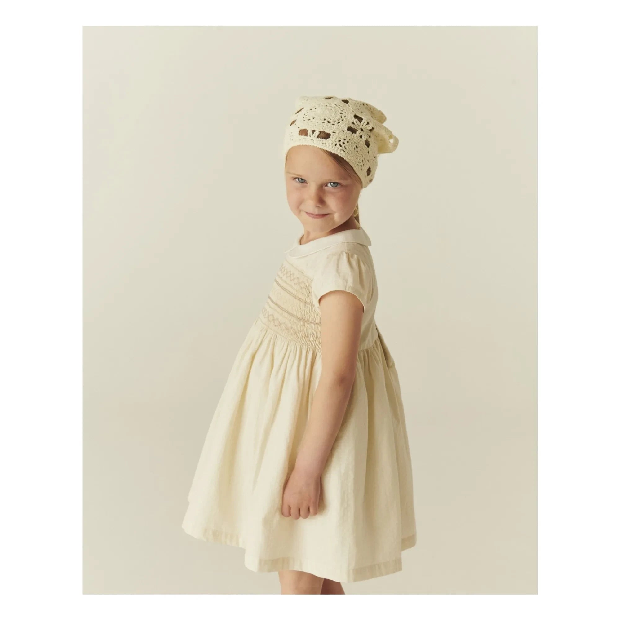 Copenhagen Colors - Kleid mit gerafftem Kragen Bio-Baumwolle | Creme