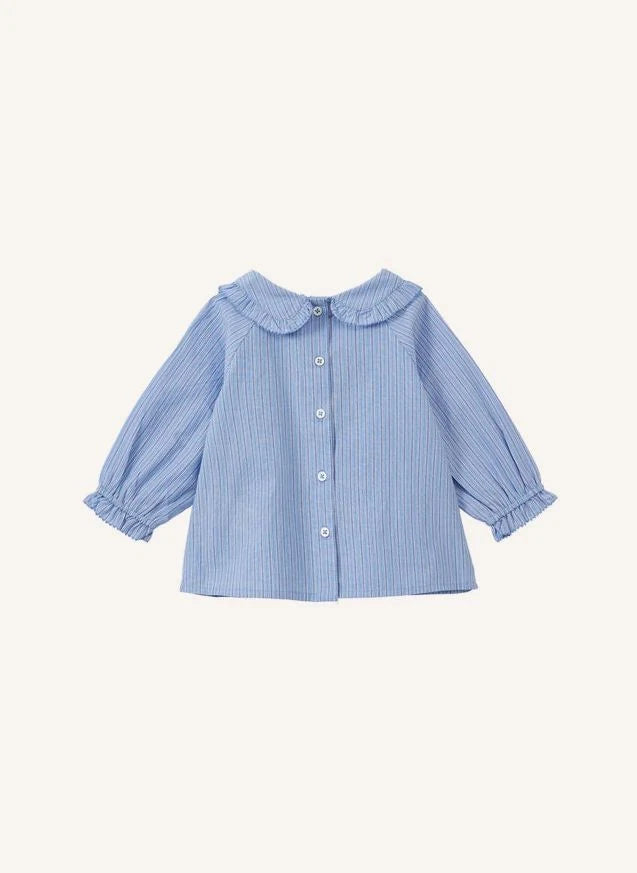Caramel - Harper Gestreifter Poplin-Bluse | Blau