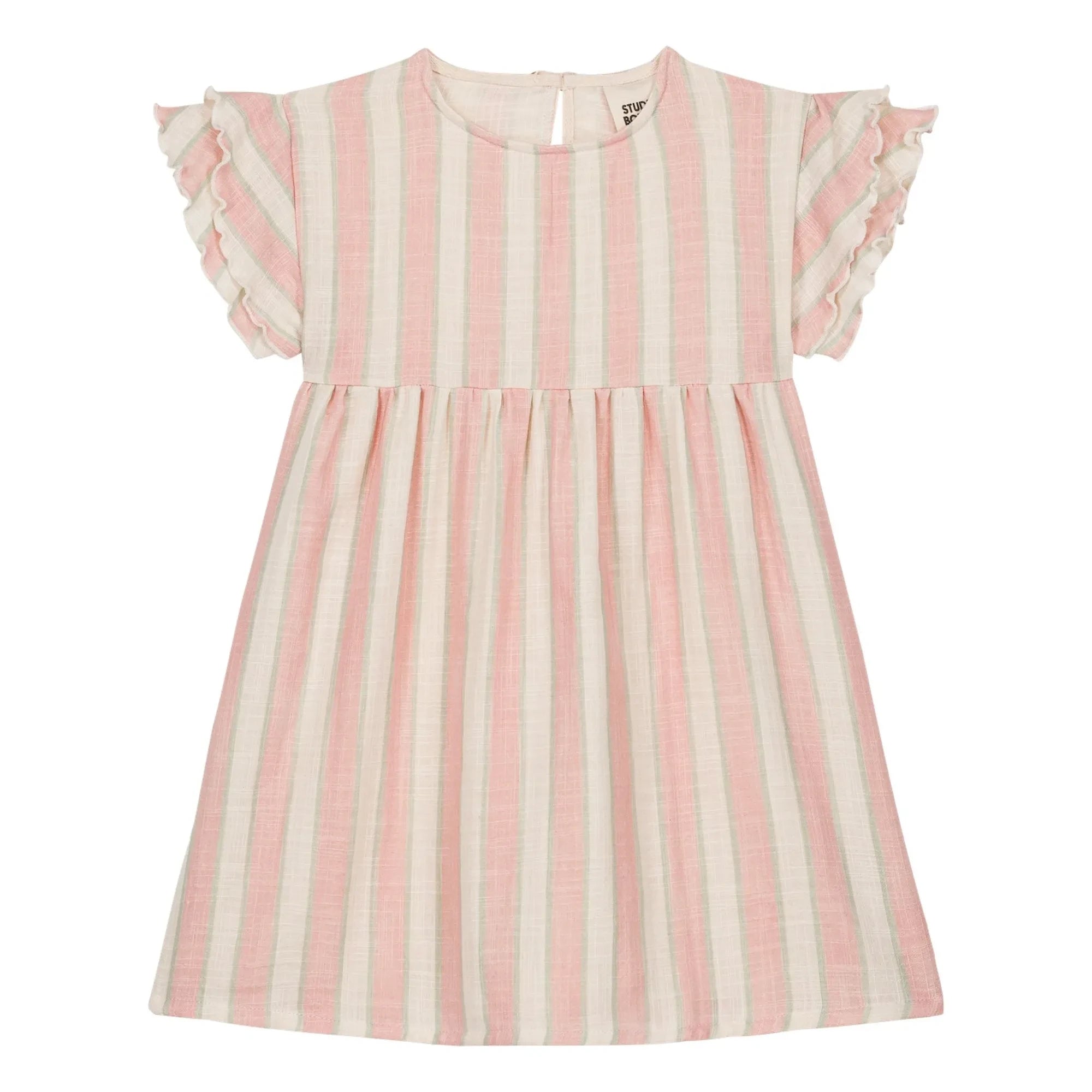 Studio Bohème - Gestreiftes Cousin Kleid aus Bio-Baumwollgaze | Rosa