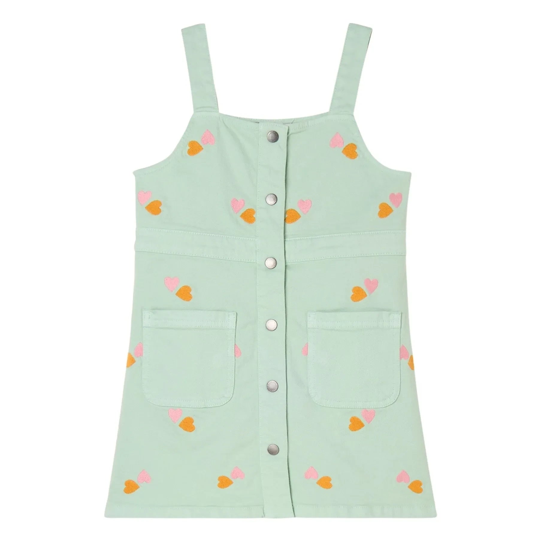 Stella McCartney Kids – Bio-Baumwollkleid mit Herzmuster | Aquamarin