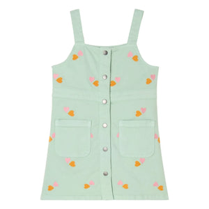Stella McCartney Kids – Bio-Baumwollkleid mit Herzmuster | Aquamarin