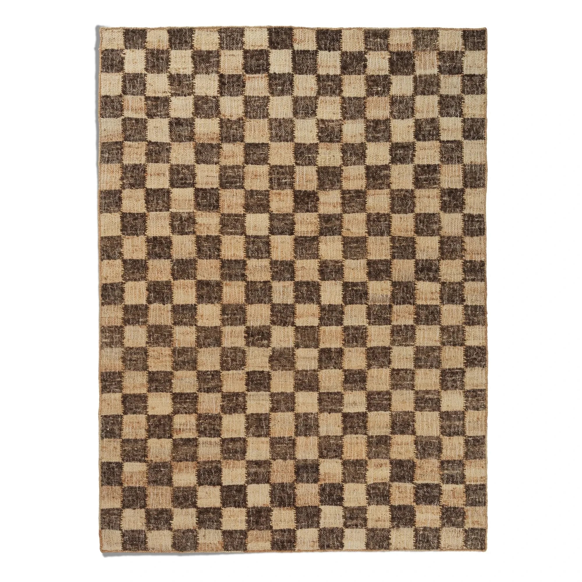 Ferm Living - Karierte Wolle-Jute-Teppiche | Braun