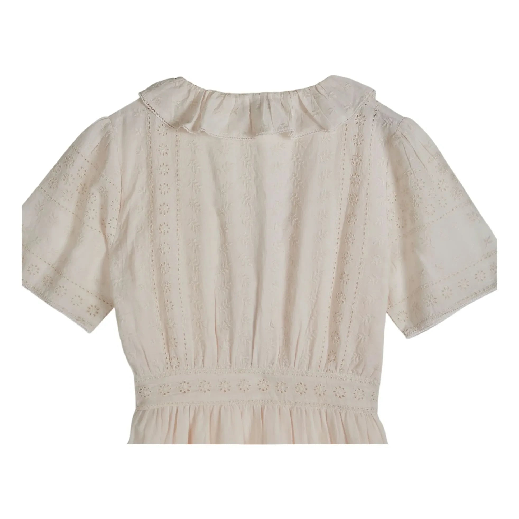 Emile et Ida – Baumwollkleid mit Lochstickerei | Creme
