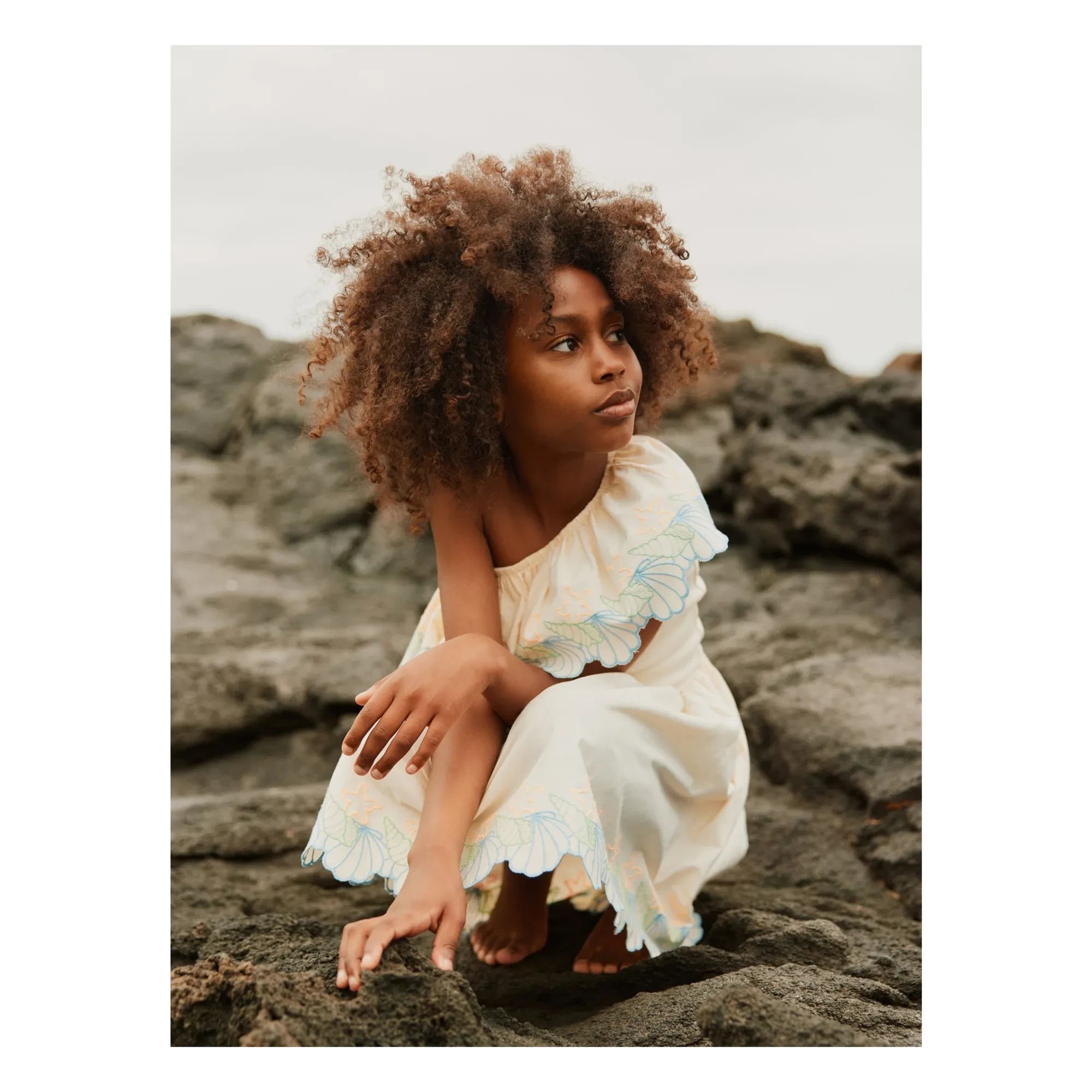 Molo - Cato Bio-Baumwoll-Kleid mit asymmetrischem Volant | Elfenbein