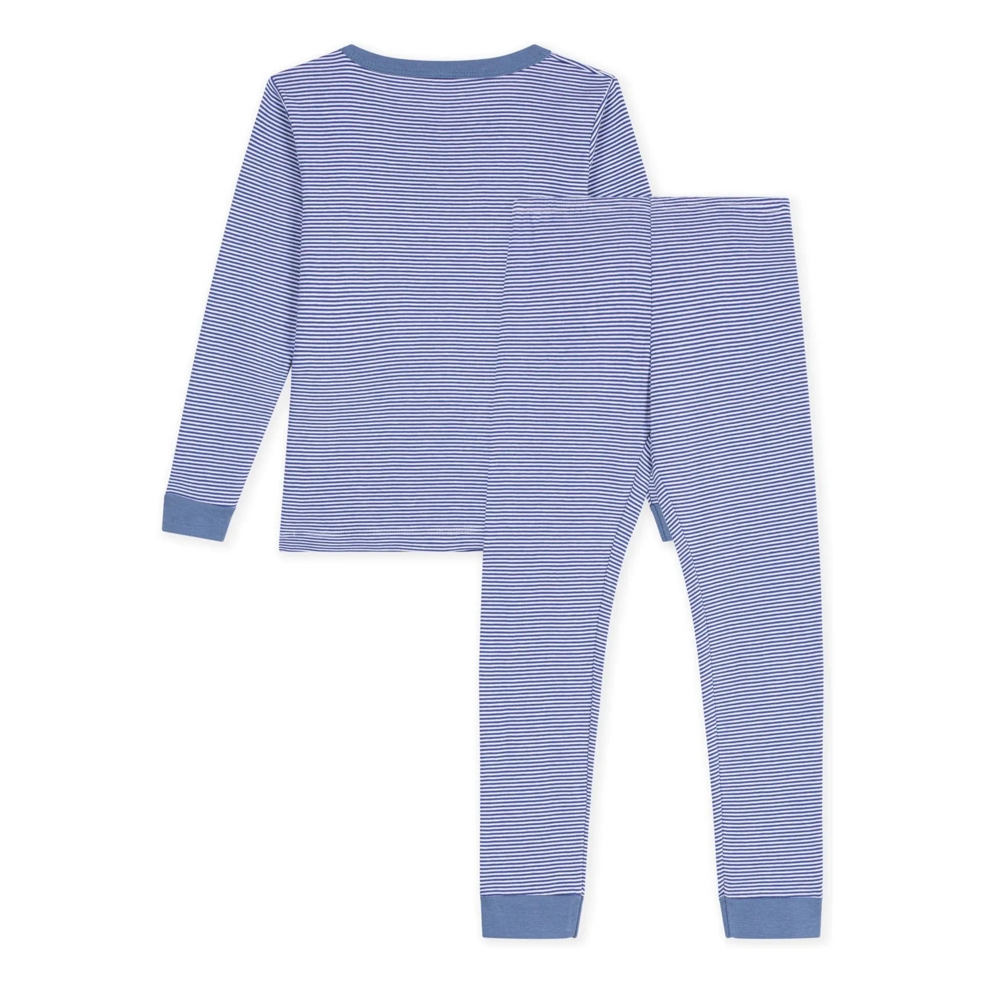 Petit Bateau - Milleraies Organik Pamuklu Dar Kesim Çizgili Pijama | Mavi