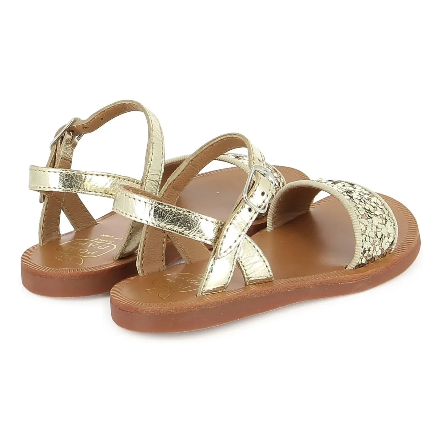 Pom d'Api - Plagette Sandalen mit Schnalle und Glitzer | Gold