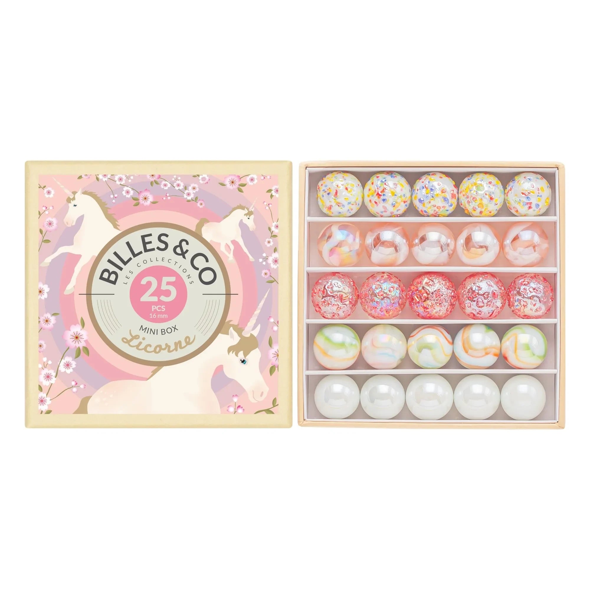 Billes & Co – Einhorn-Murmel-Set mit 25 Stück | Rosa