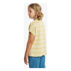 Matona - Gestreiftes Organisches Baumwoll-Feinstrick-T-Shirt | Blassgelb