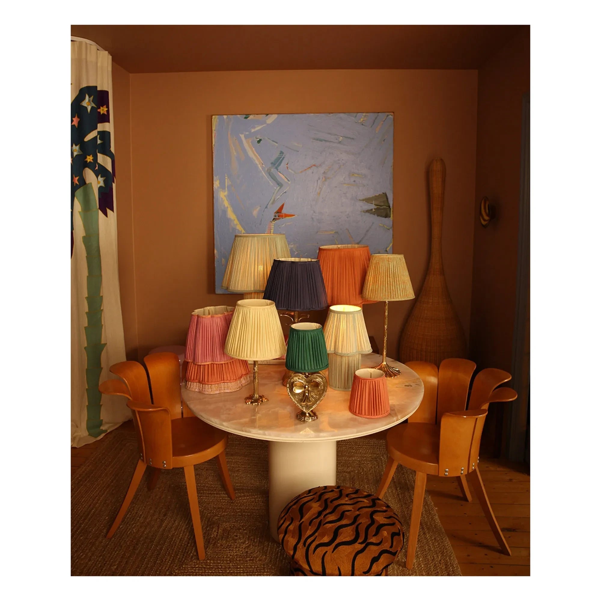 Doing Goods - Diya bedruckter Baumwoll-Lampenschirm | Rosa