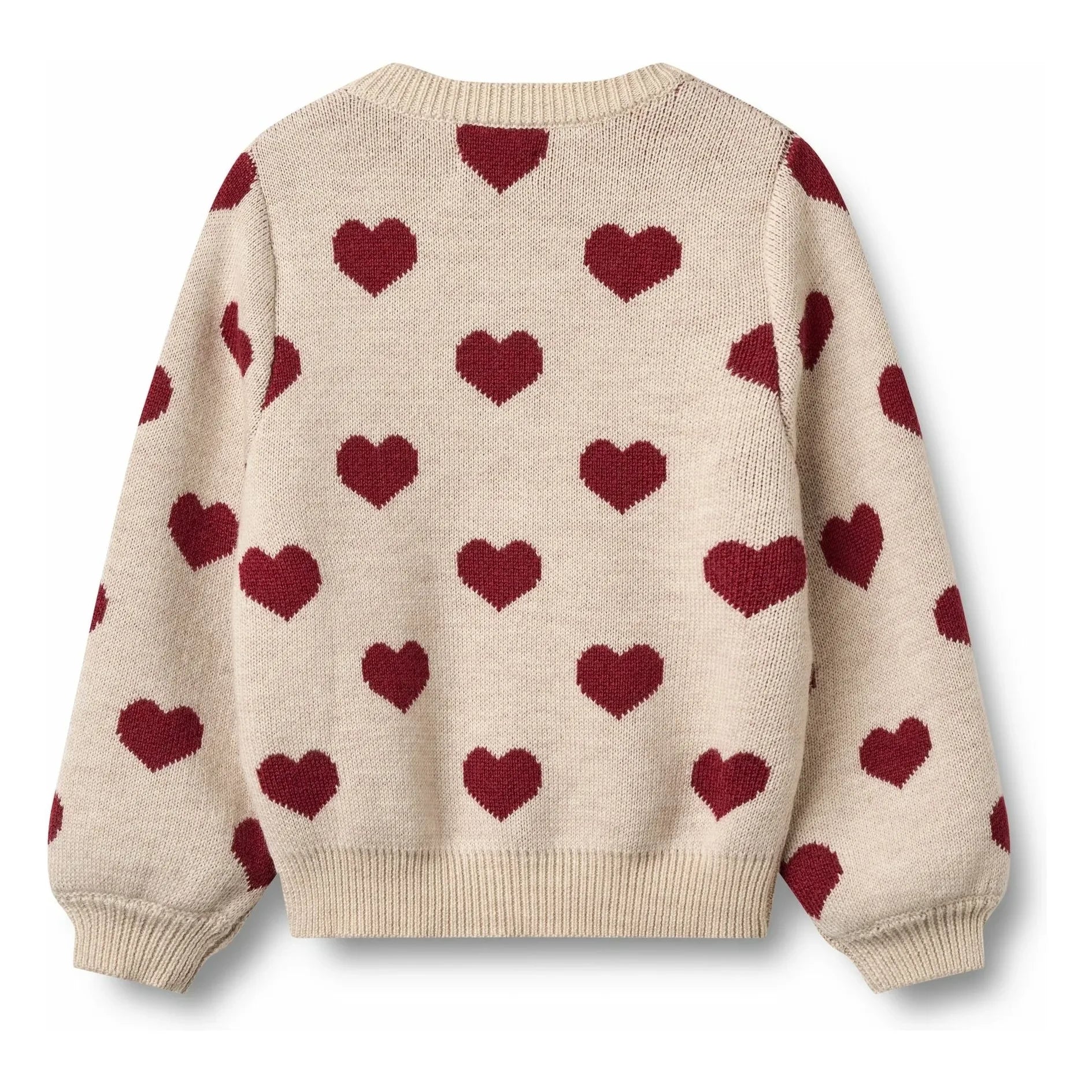 Wheat - Merinowoll-Cardigan mit Herzjacquard | Beige