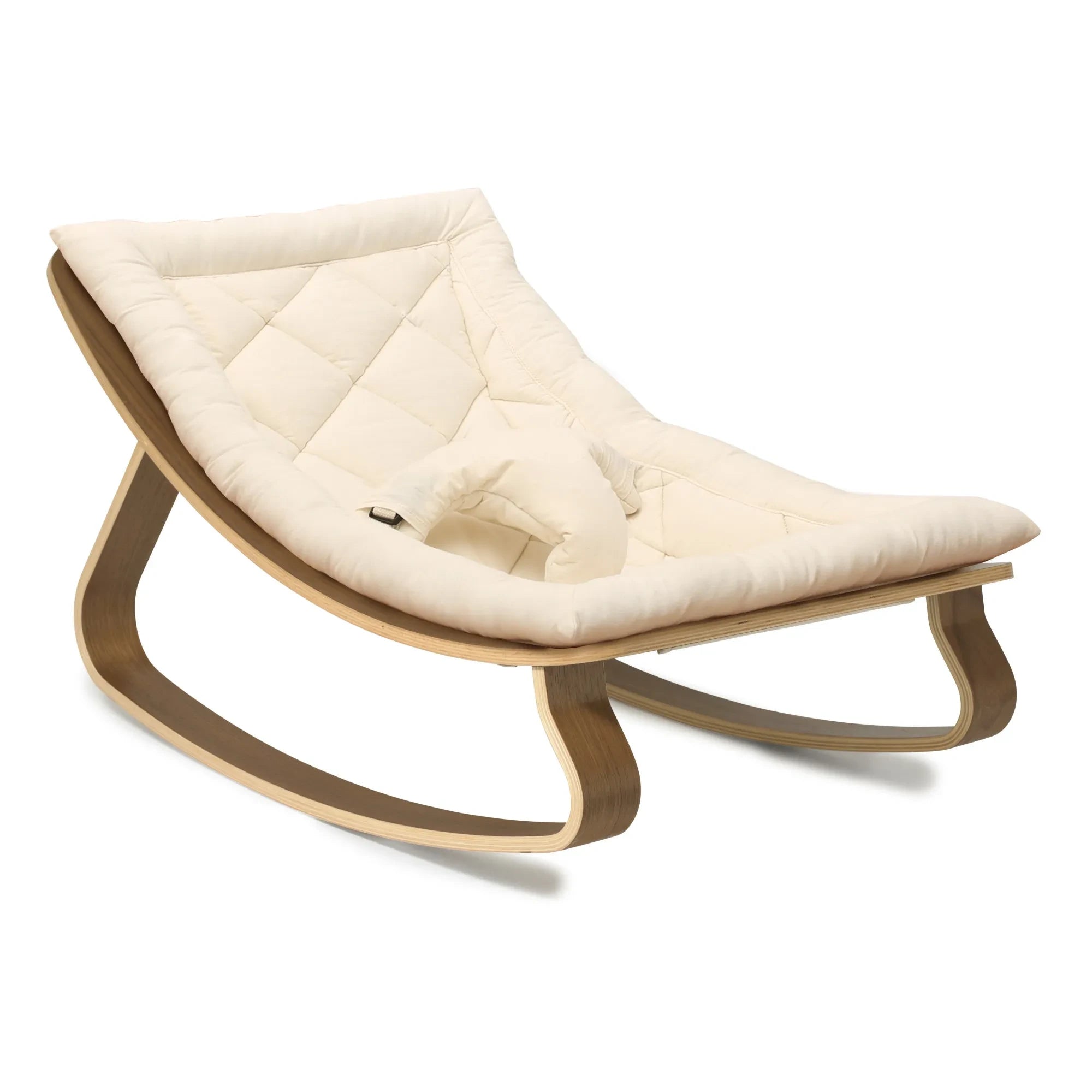 Charlie Crane - Levo Babywippe - Walnuss & Ecru Bio-Baumwollkissen | Ecru