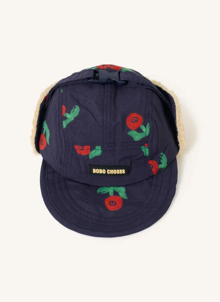 Bobo Choses - Flowered Sherpa-Mütze Recycelte Fasern | Dunkelblau