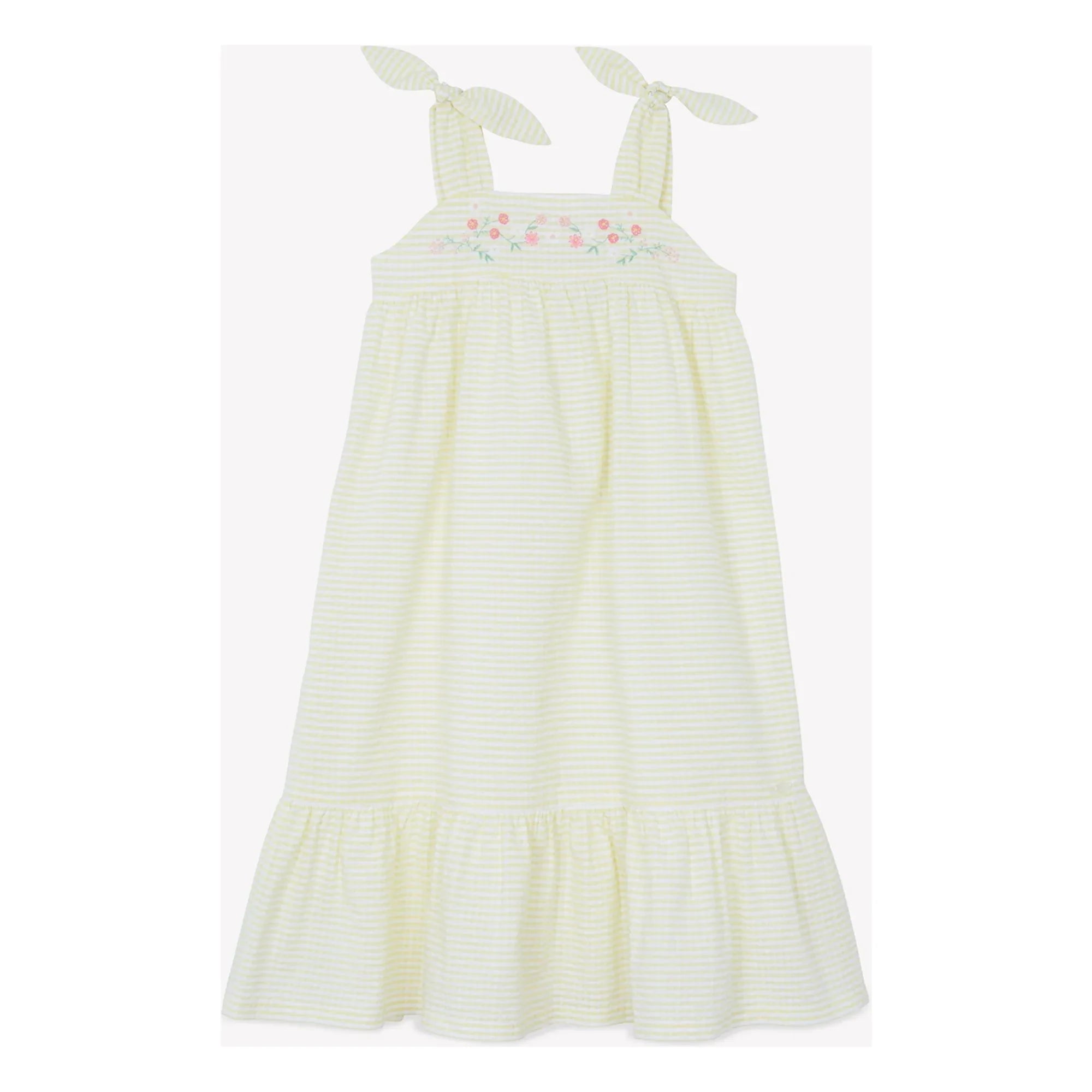 Tartine et Chocolat - Trägerloses Kleid mit Streifenstickerei | Gelb