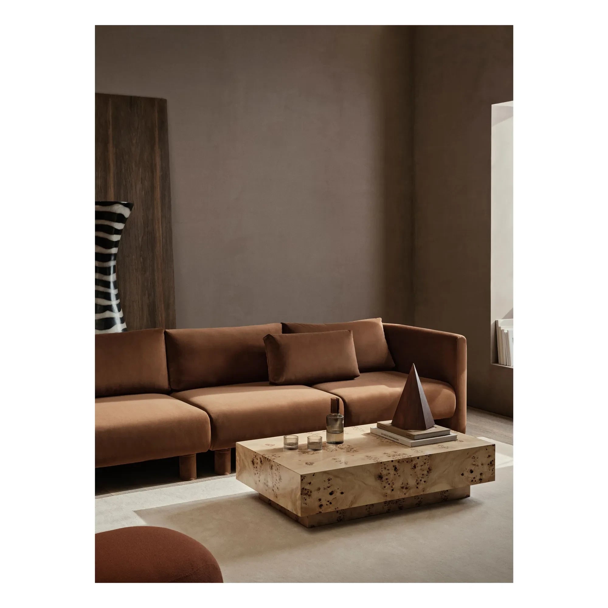 Ferm Living - Dase Samt-Sofaelement rechts | Braun