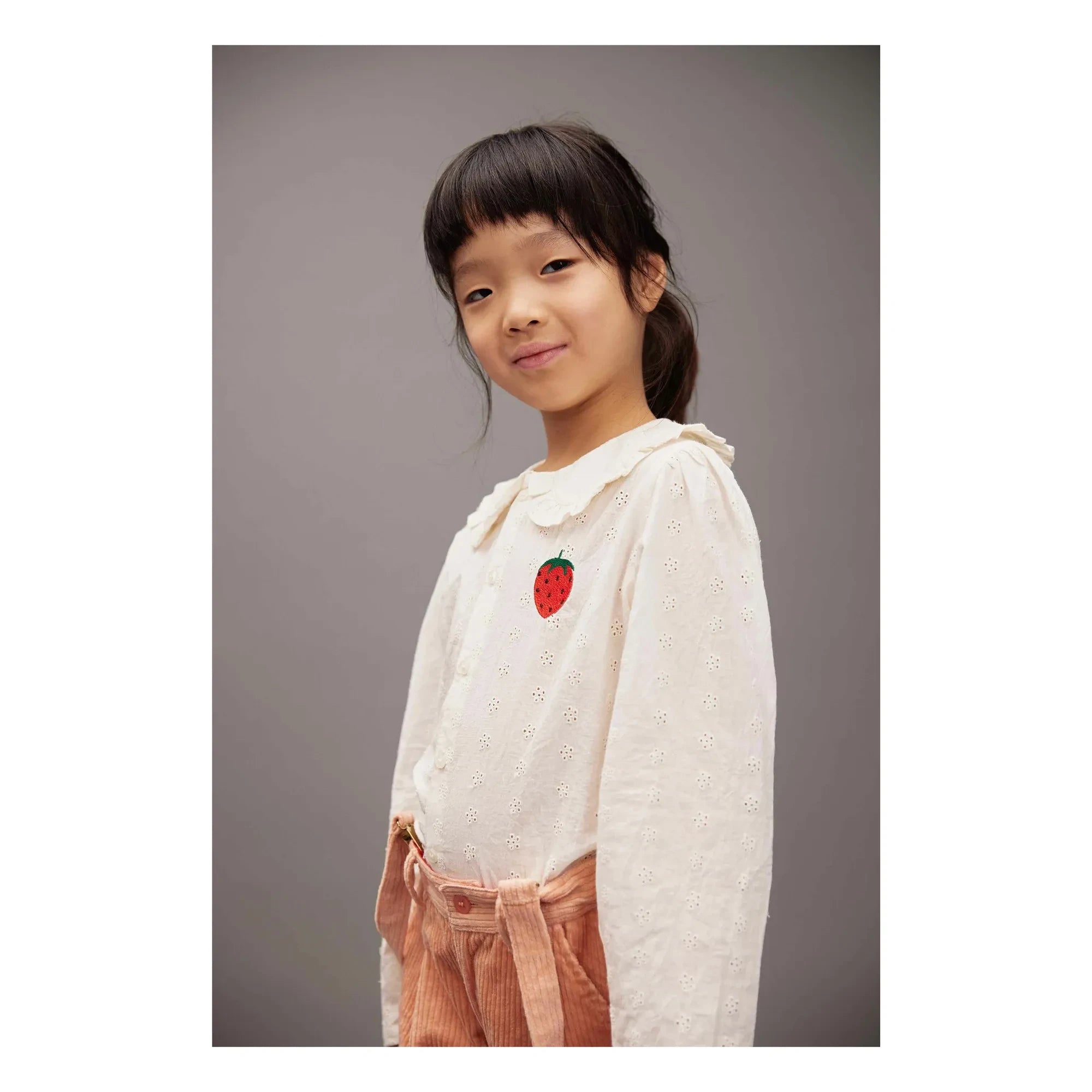 Mini Rodini - Erdbeer-Bluse aus Bio-Baumwolle | Weiß