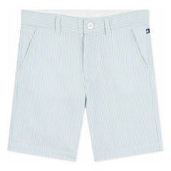 Petit Bateau - Gestreifte Bermuda-Shorts aus Seersucker Bio-Baumwolle | Hellblau