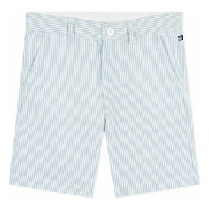 Petit Bateau - Gestreifte Bermuda-Shorts aus Seersucker Bio-Baumwolle | Hellblau
