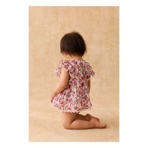 Louise Misha - Lena Fleurie Bio-Baumwoll-Strampler-Kleid | Creme