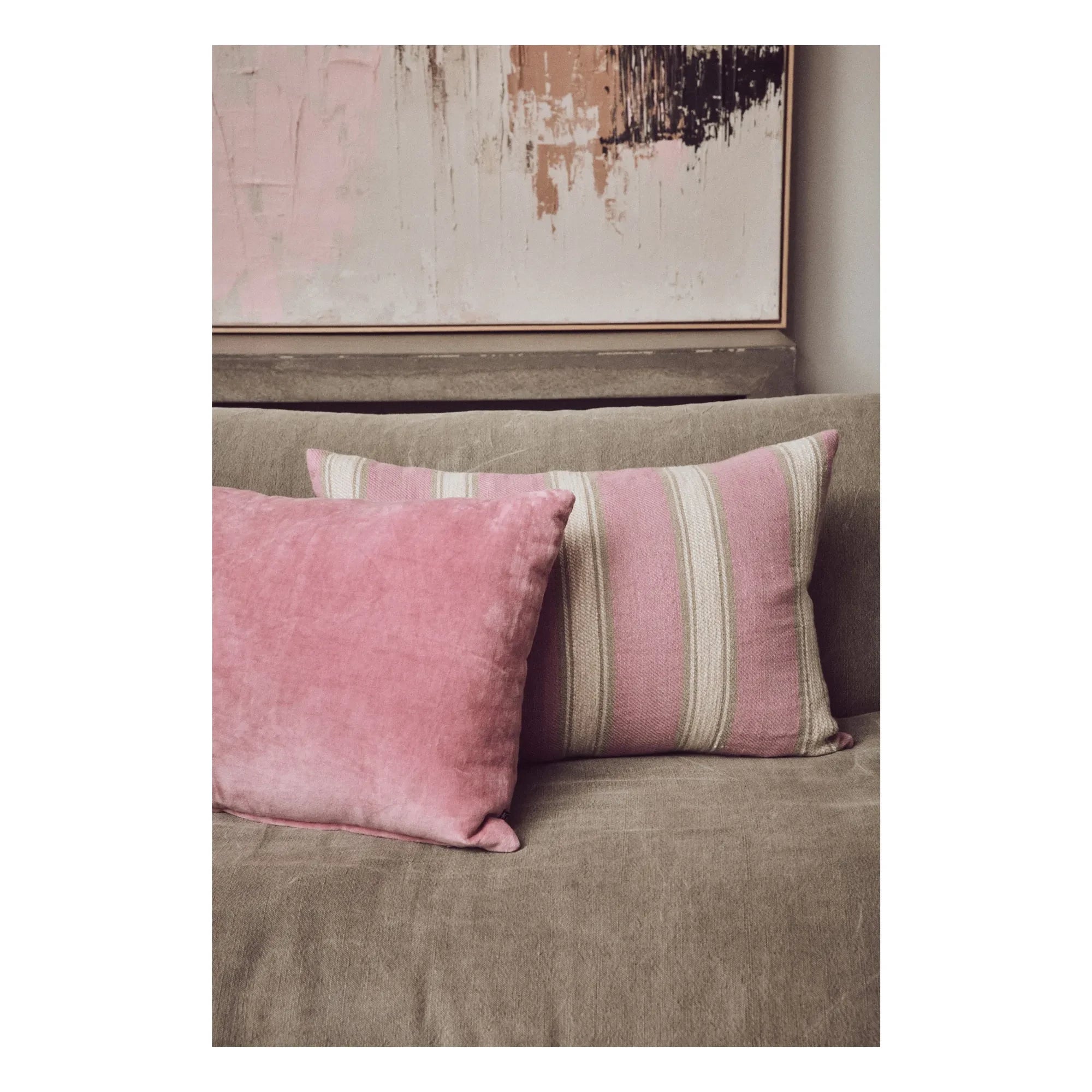 HKliving - Gestreiftes Kissen | Puder