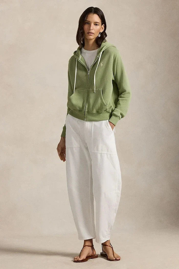 Polo Ralph Lauren fermuarlı kapüşonlu kadın sweatshirt pamuklu