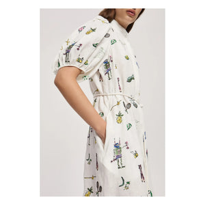 Alémais - Besticktes Leinenkleid | Ecru