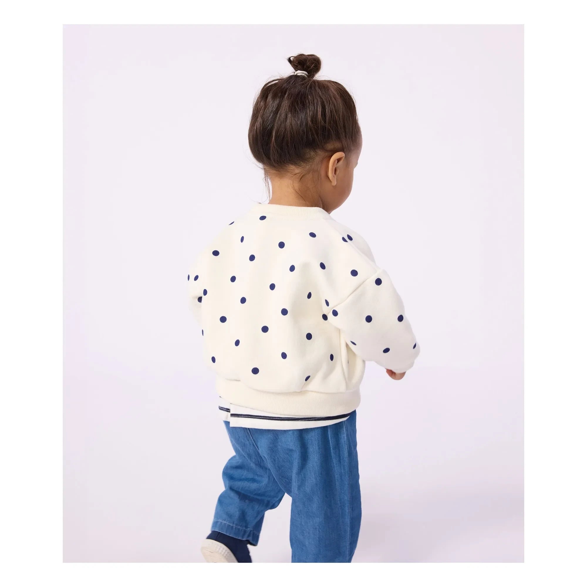 Petit Bateau - Molton Jacke mit Punkten | Ecru