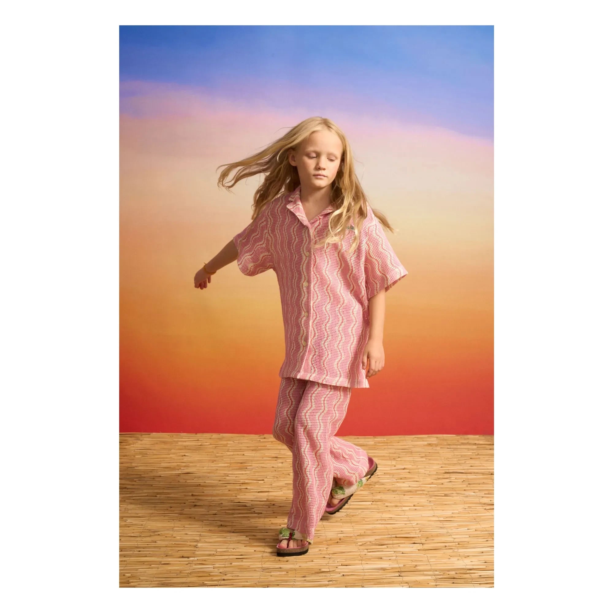 Maison Mangostan - Wellenstrick-Shirt | Rosa