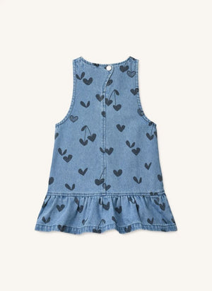 Liewood - Angelica Herz Denim Rüschenkleid | Blau