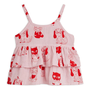 Mini Rodini - Bio-Baumwoll-Oberteil mit Tiermotiv und Rüschen | Rosa