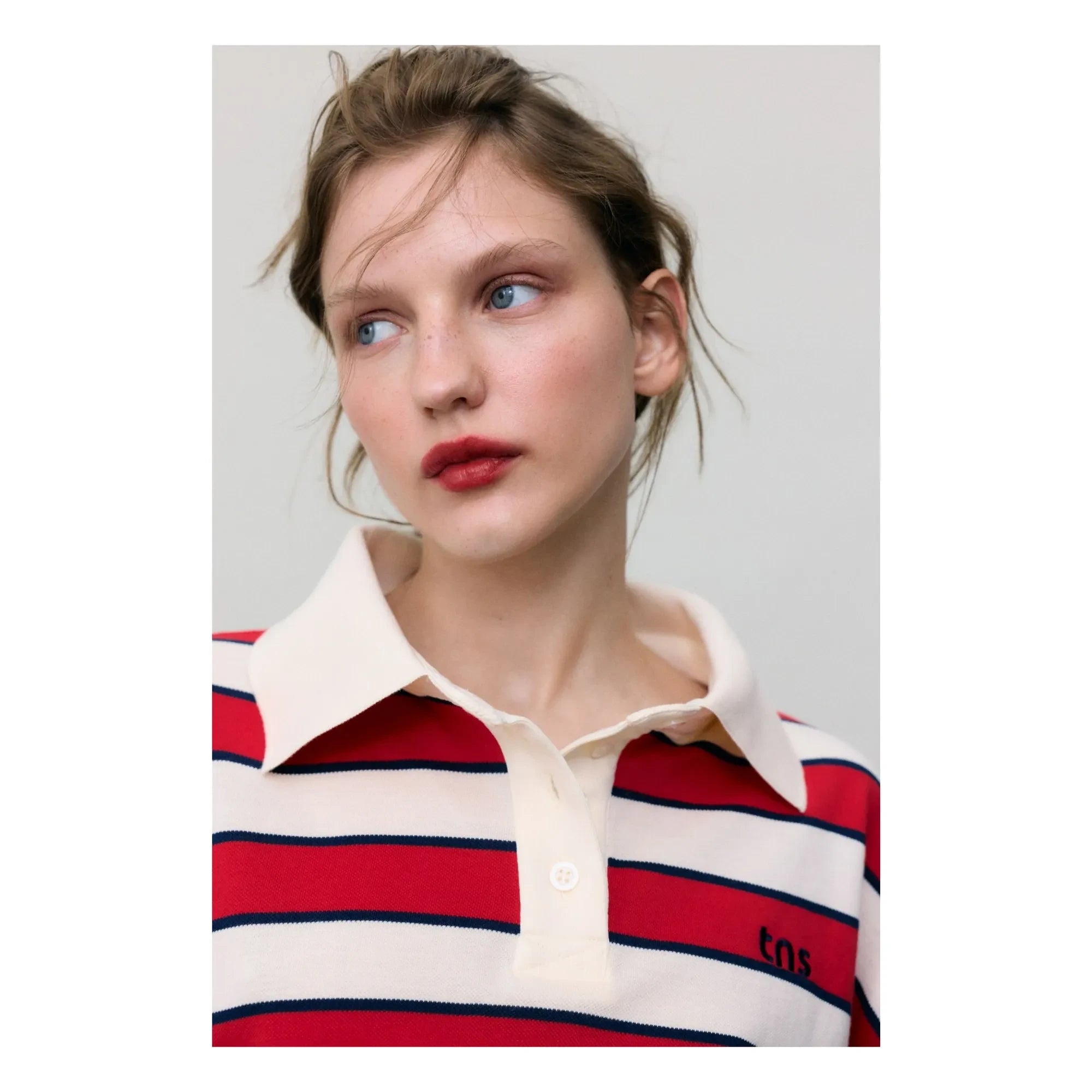 the new society - Acacia Gestreiftes Baumwoll-Polo | Rot