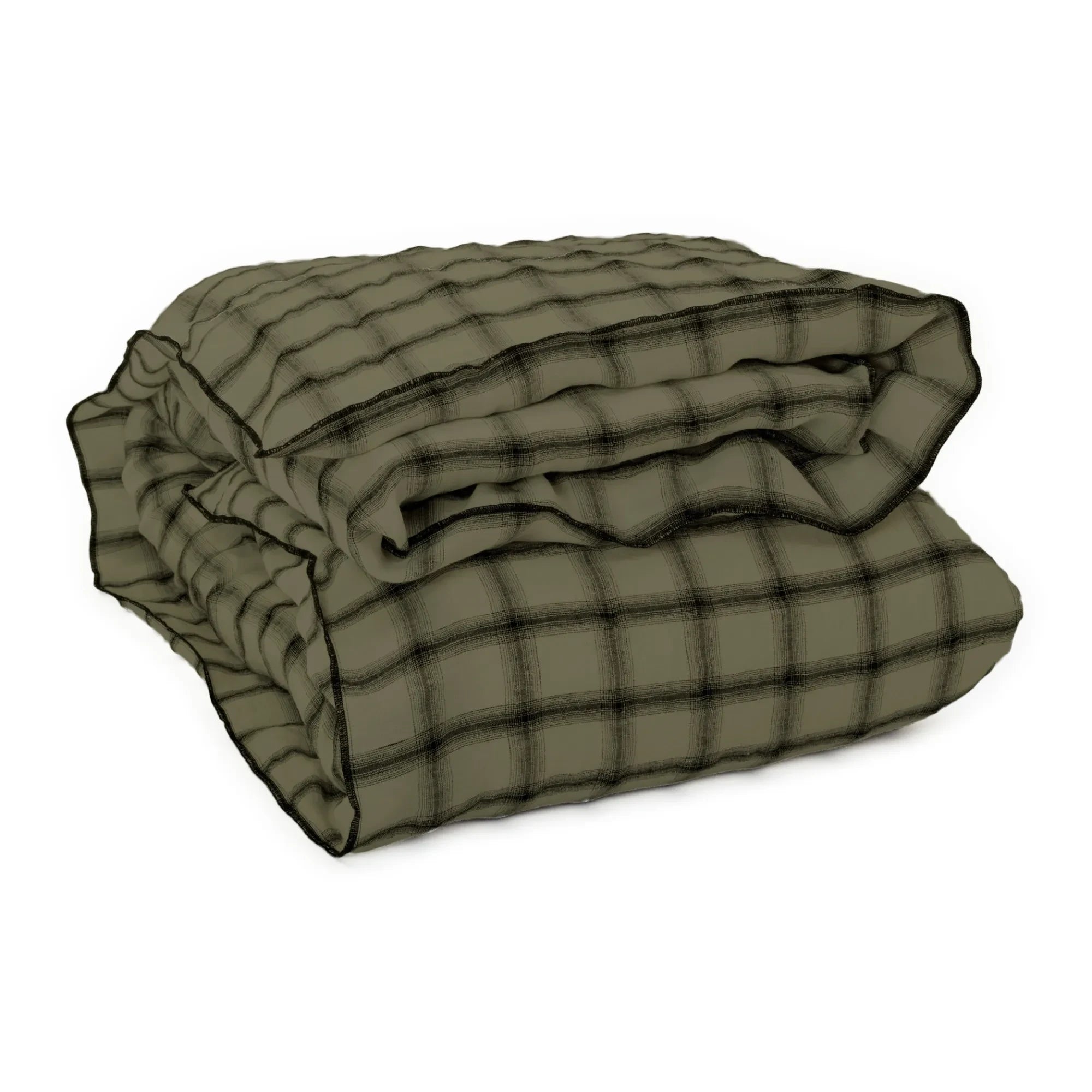 Le Monde Sauvage - Highland Gewaschener Leinen-Bettbezug | Khaki