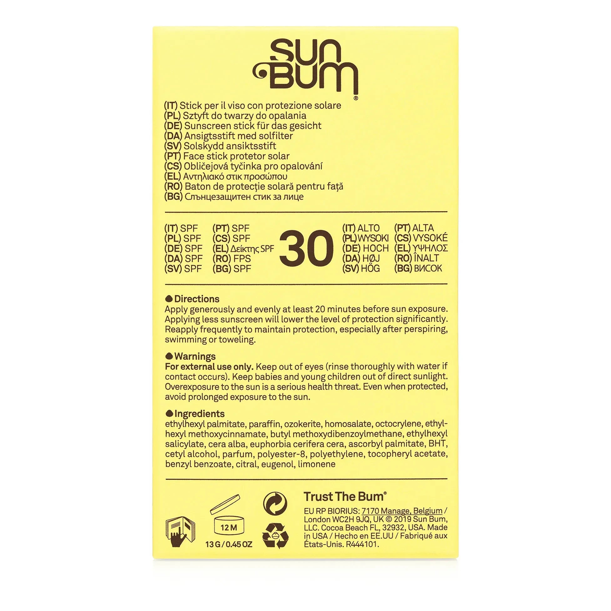 Sunbum - Original Face Stick LSF 30 - 30g