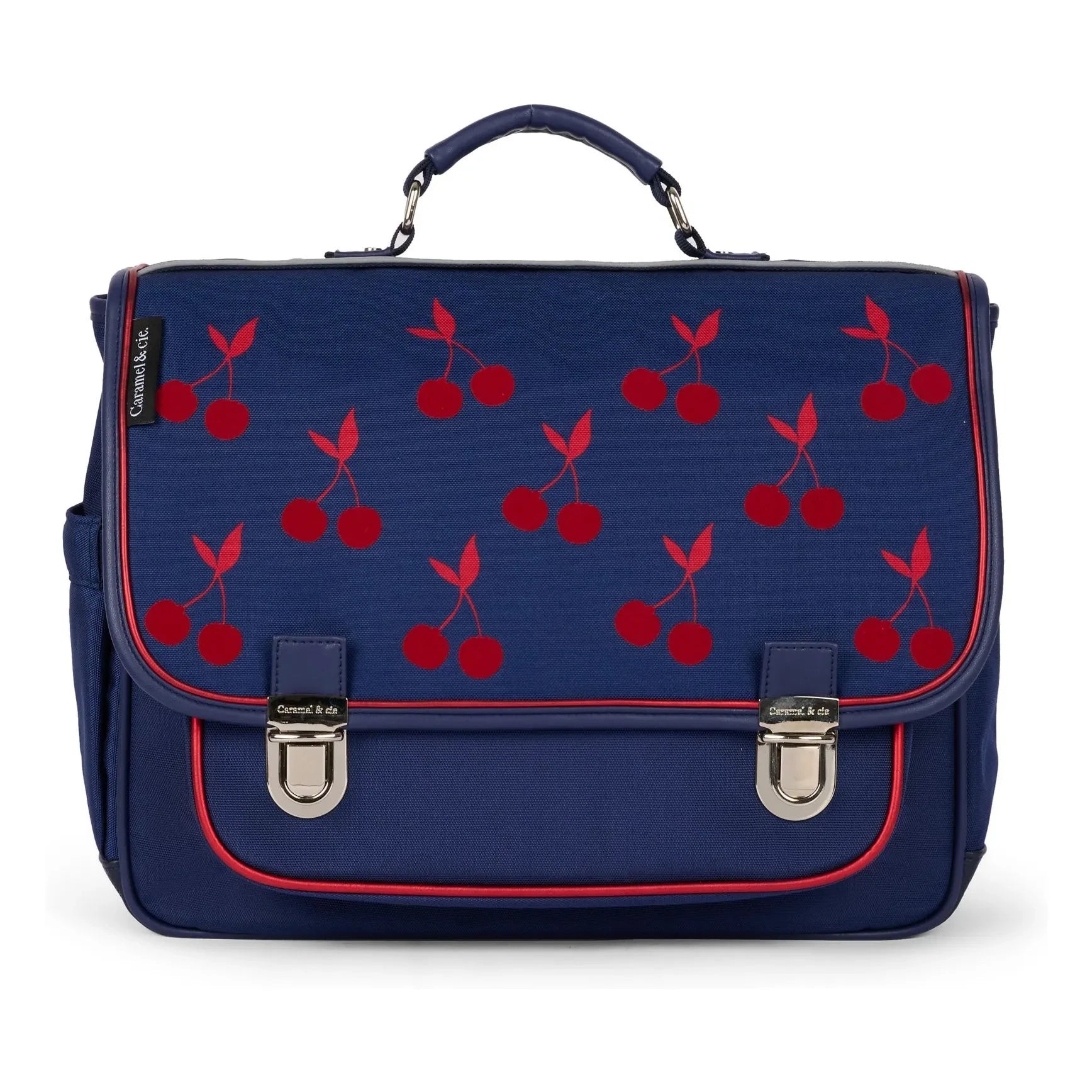 Caramel & Cie – Samt-Kirschen Handtasche | Marineblau