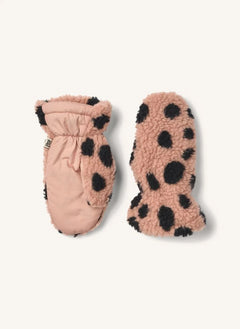 Liewood - Grethe Leopar Recycelte Fleece Sherpa Handschuhe | Blass Rosa
