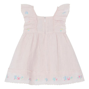 Tartine et Chocolat - Besticktes Volant-Kleid | Blassrosa