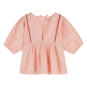 Emile et Ida - Voile Bluse mit Rüschen | Blassrosa