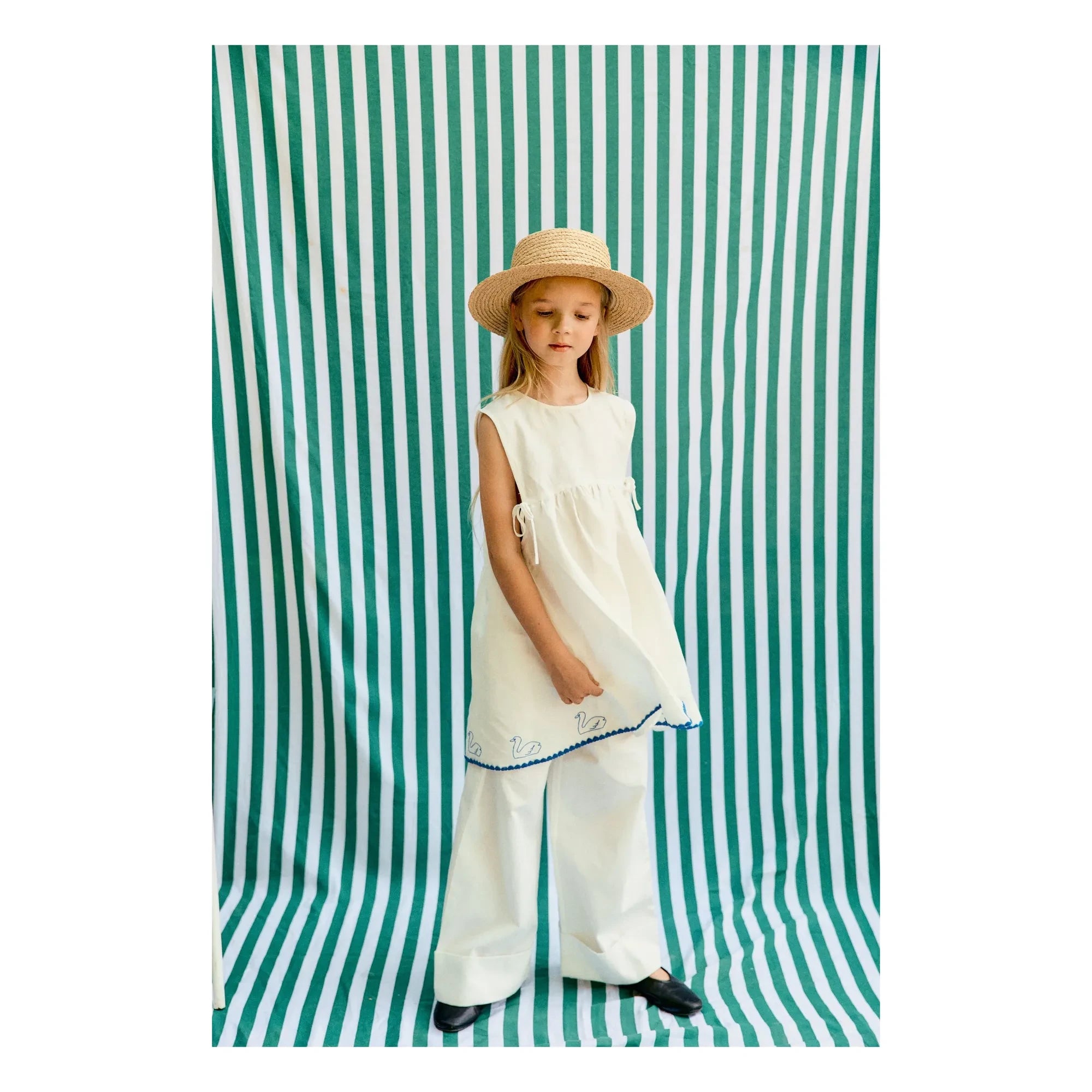 Tinycottons - Leinenkleid Schwäne | Weiß
