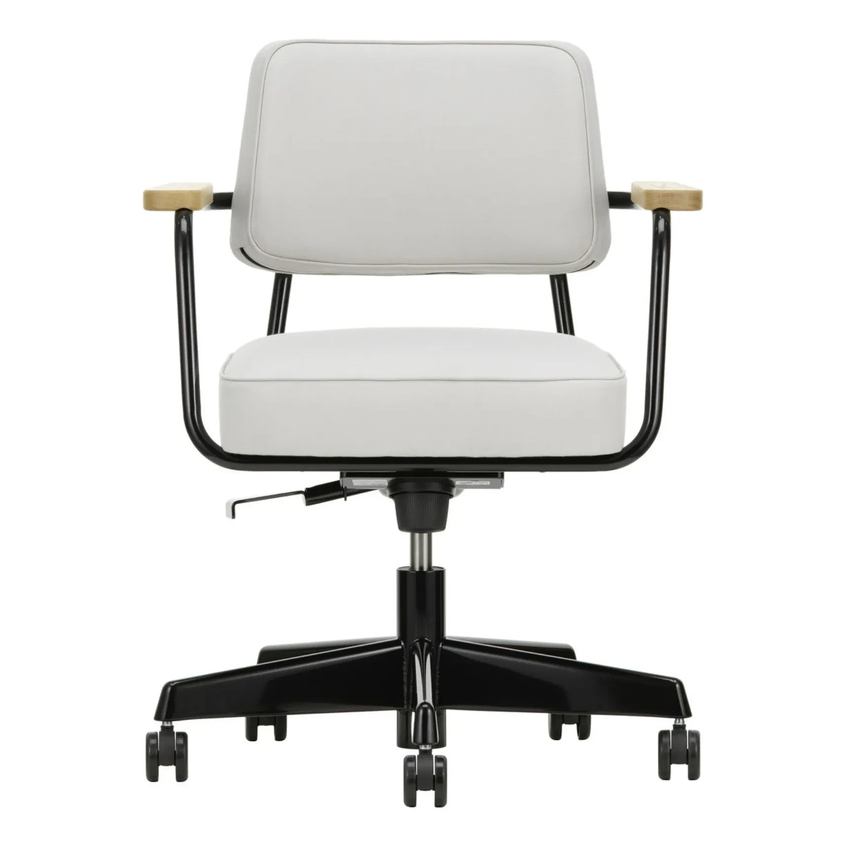 Vitra - Direction Pivotante Bürostuhl, Schwarzes Gestell - Jean Prouvé | Perlengrau