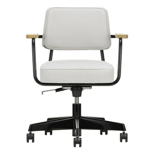 Vitra - Direction Pivotante Bürostuhl, Schwarzes Gestell - Jean Prouvé | Perlengrau