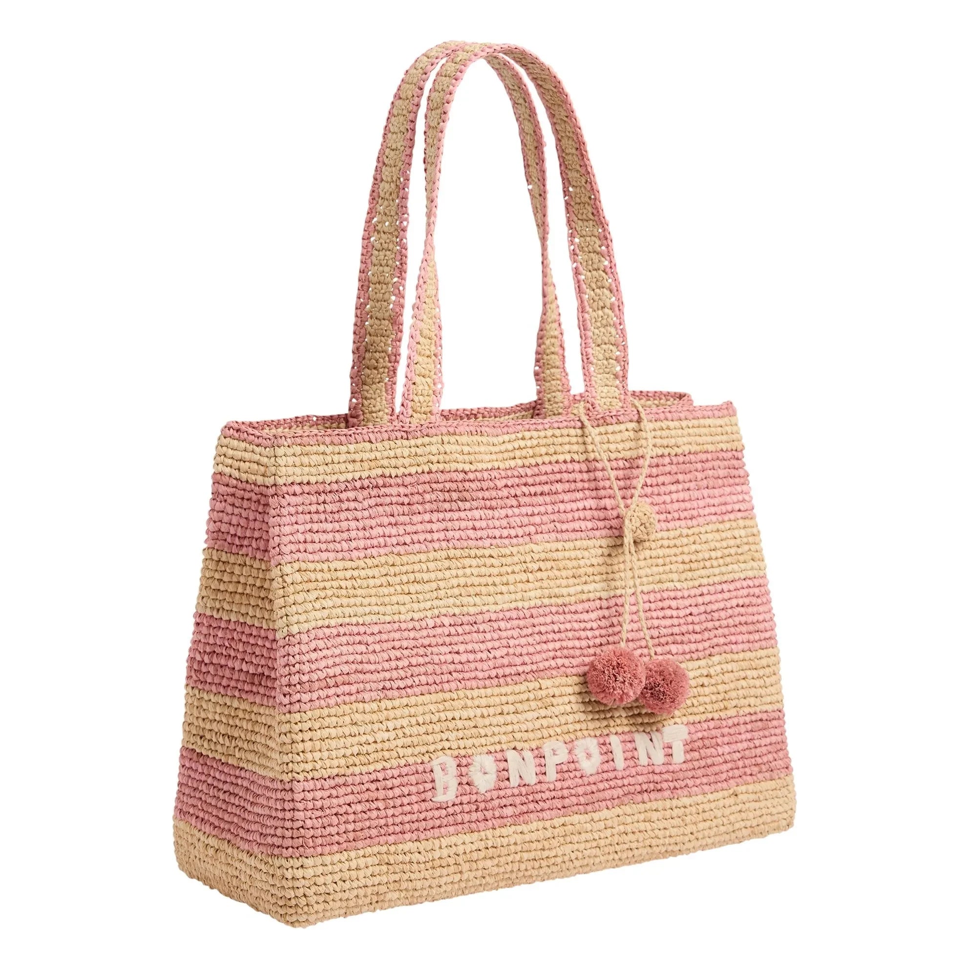 Bonpoint - Esma Gestreifte Basttasche | Natur